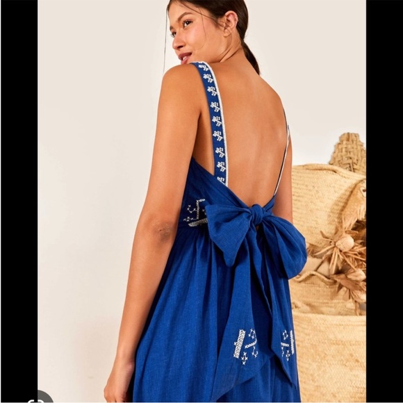 Farm Rio Navy Macaw Embroidered Maxi Dress Navy blue - Picture 7 of 16